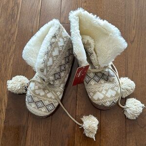 Sherpa Lined Bootie Slippers - Size S/M- New with Tags